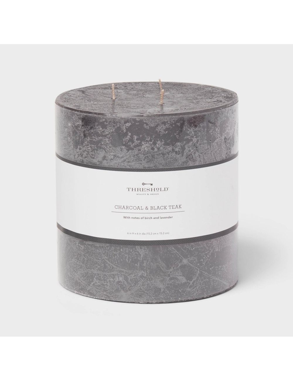 Threshold Charcoal & Black Teak Scented Pillar Candle - Charcoal Gray